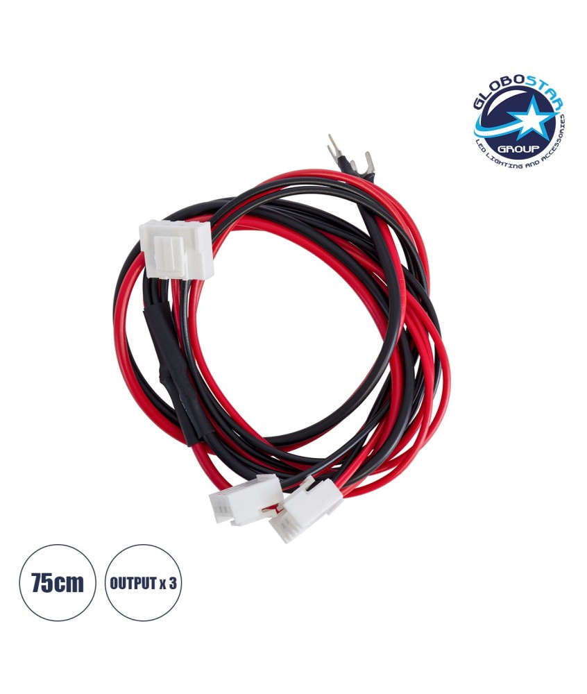 GloboStar® 90244 Καλώδιο Τροφοδοσίας για LED Modules Input x 1 Output x3 Μήκος 75cm